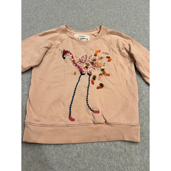 Soft Gallery Chaz Sweatshirt Kids 6Y Sequin Embroidered Flamingo Pullover Peach - Picture 3 of 16
